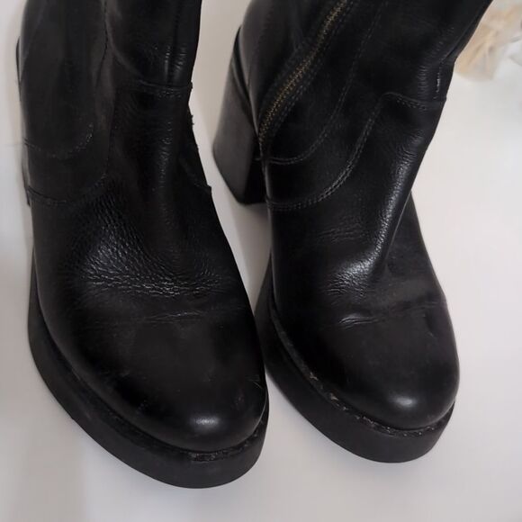 Topshop black genuine leather Chunky  platform boots 7 - Picture 2 of 7